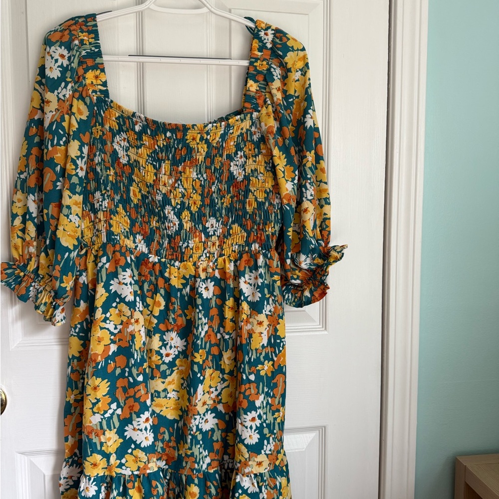 Jessica Simpson Yellow Gold Smocked Sundress